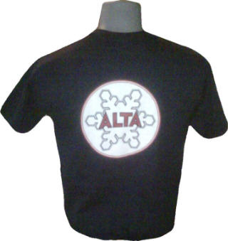 Navy or Black T-Shirt with Alta Flake on front and back of shirt